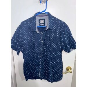 Stitches & Rivets Boys Navy Blue Diamond Print Button Down Shirt 2XL